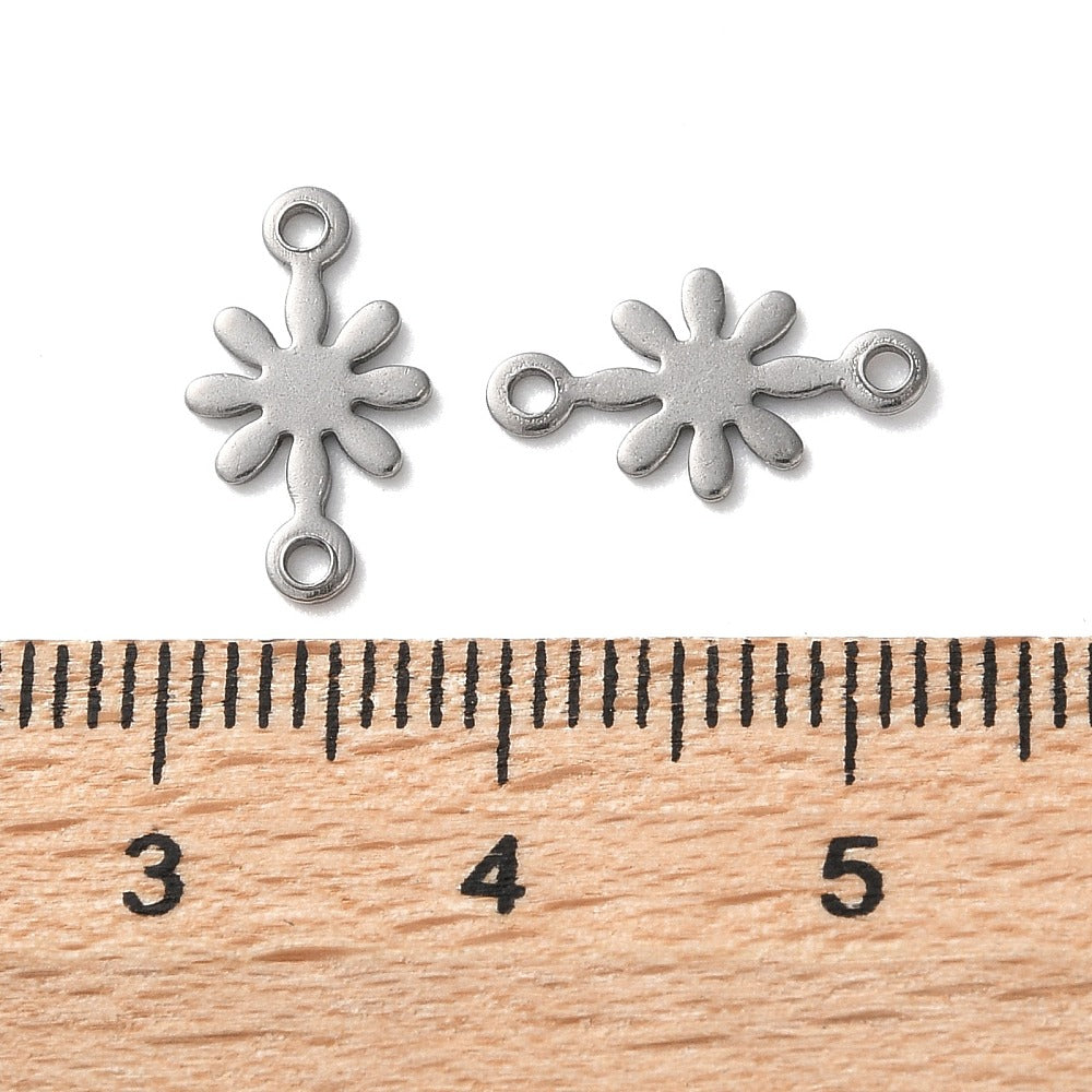 Silver Stainless Steel Flower Connector Charm