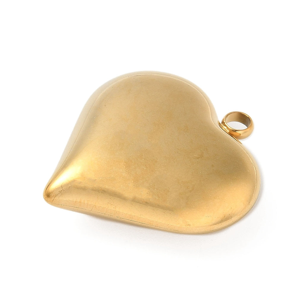 18k Gold PVD Stainless Steel Puff Heart Charm