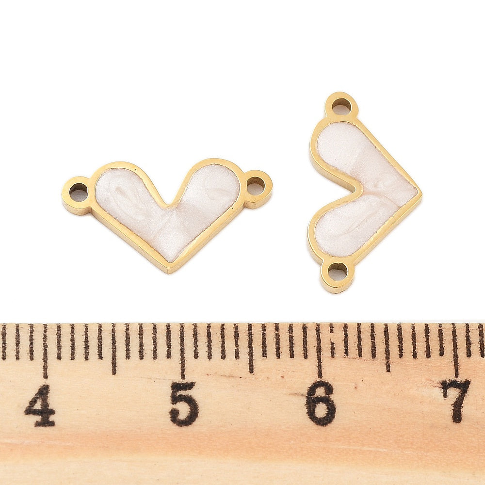 18k Gold PVD Stainless Steel Enamel Heart Connector Charm
