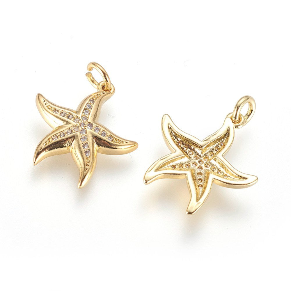 18k Gold Plated Brass Starfish Charm