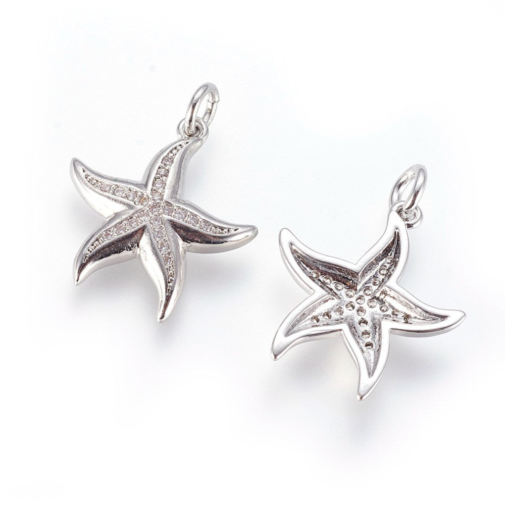 Silver Brass Starfish Charm