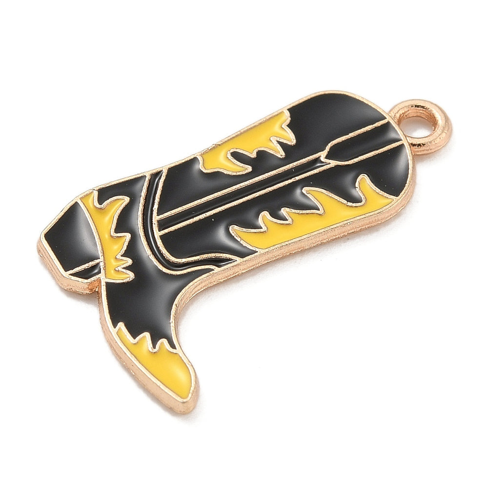 Gold Alloy Fire Cowboy Boot Charm