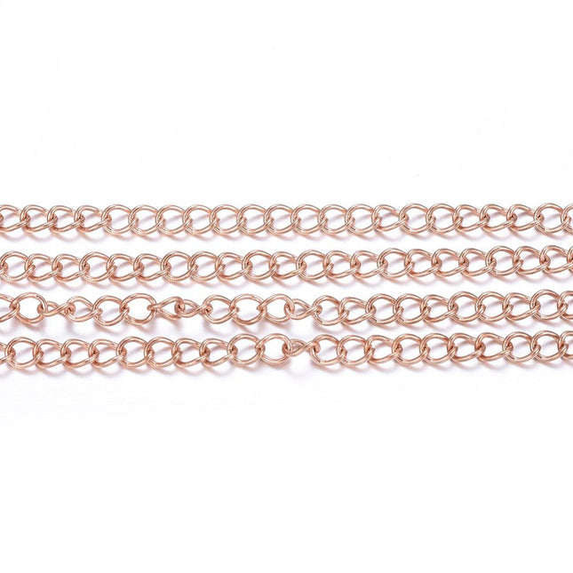 Rose Gold Curb Chain By the Foot - Stainless Steel