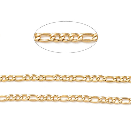 Gold Figaro Chain By the Foot - Ion Plated Stainless Steel