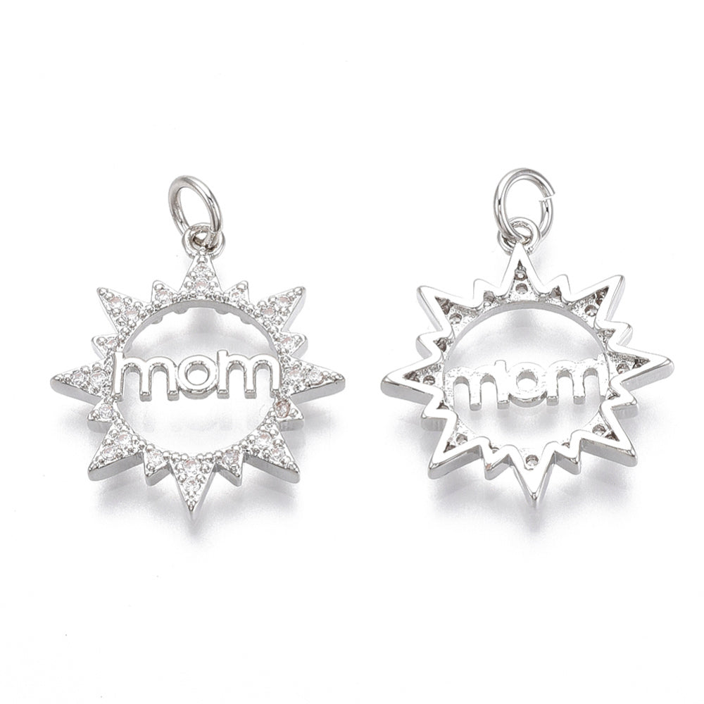 Silver Brass Mom Sun Charm