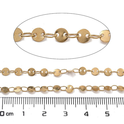 Gold Circle Link Chain By the Foot - PVD Plated Stainless Steel