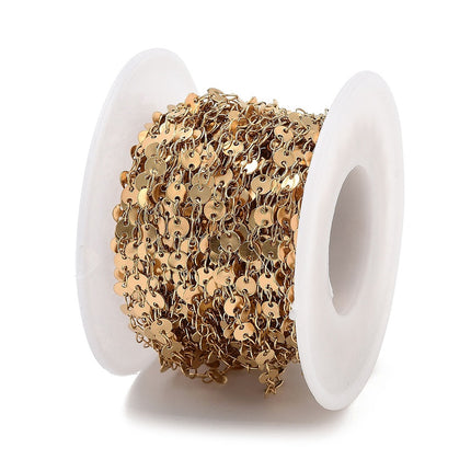Gold Circle Link Chain By the Foot - PVD Plated Stainless Steel