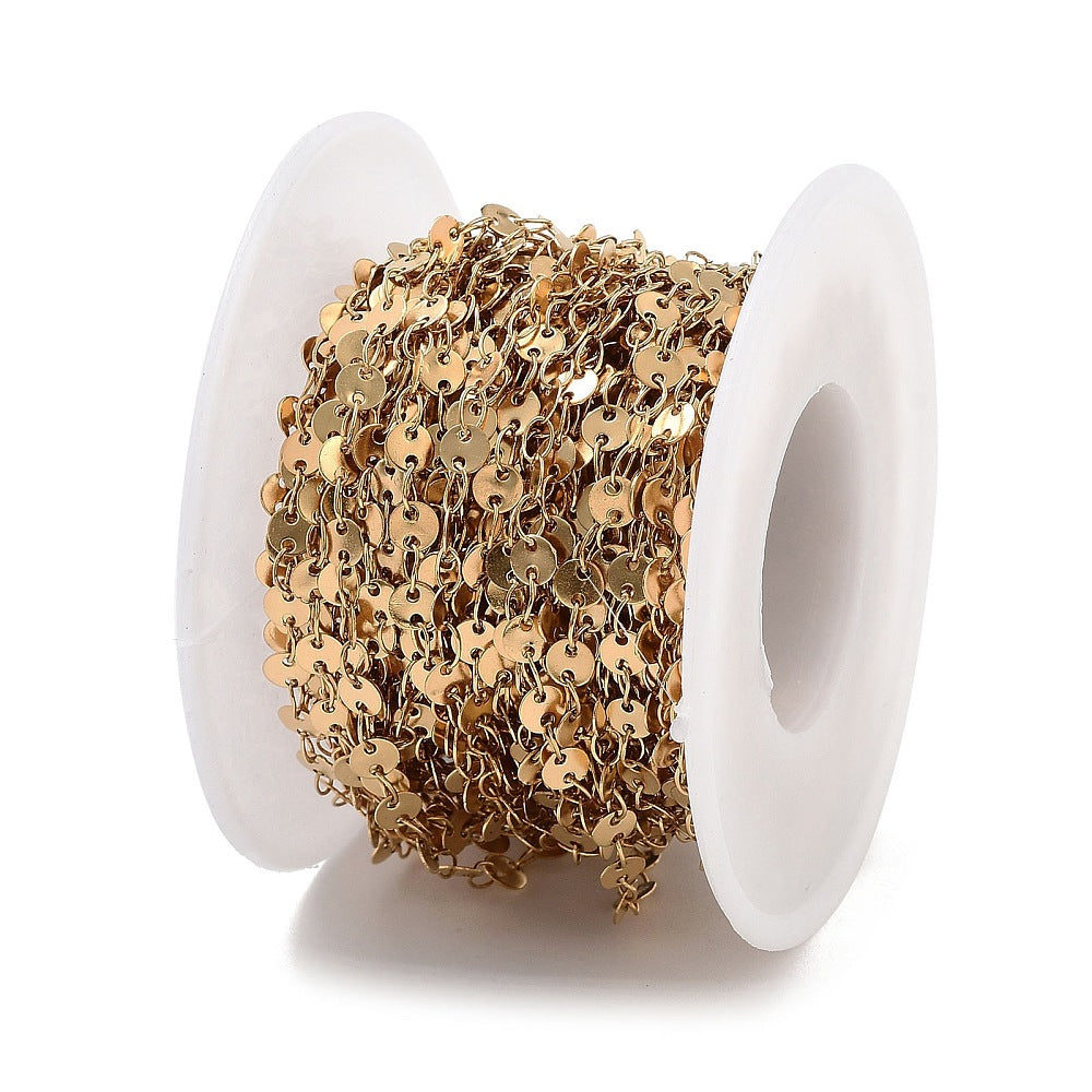 Gold Circle Link Chain By the Foot - PVD Plated Stainless Steel