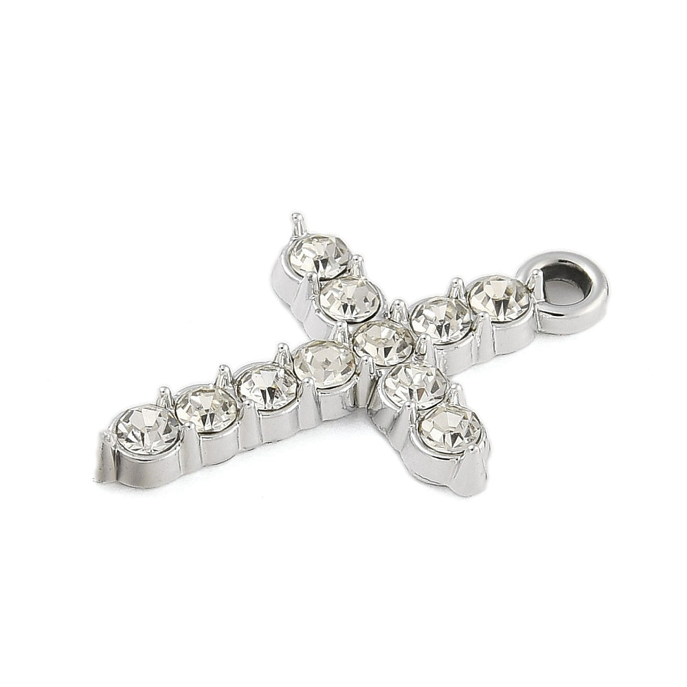 Alloy Rhinestone Cross Charm