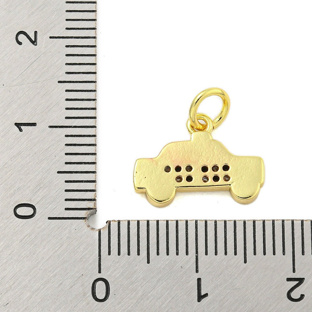 18k Gold Plated Brass Taxi Charm