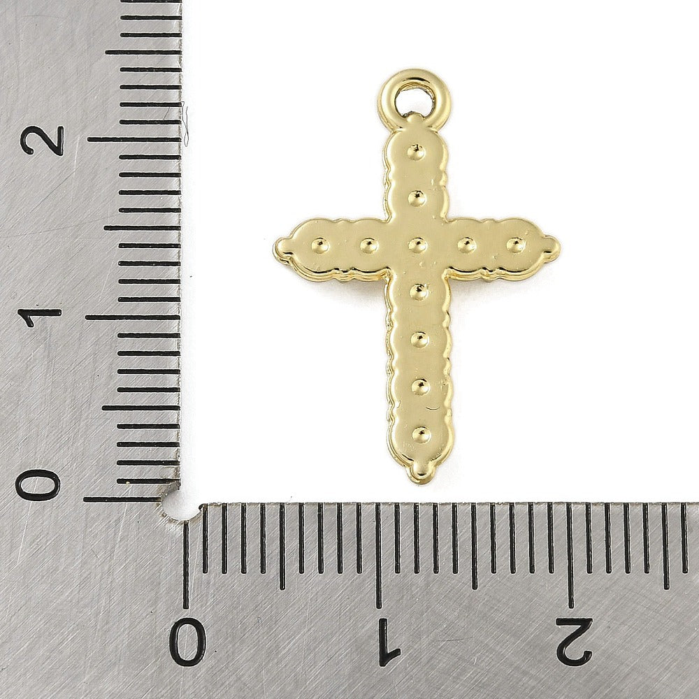 Gold Alloy Rhinestone Cross Charm