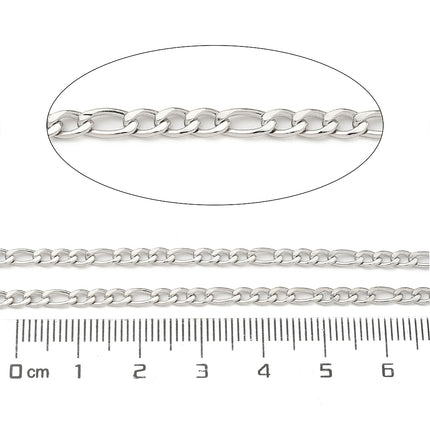 Silver Figaro Chain By the Foot - Stainless Steel