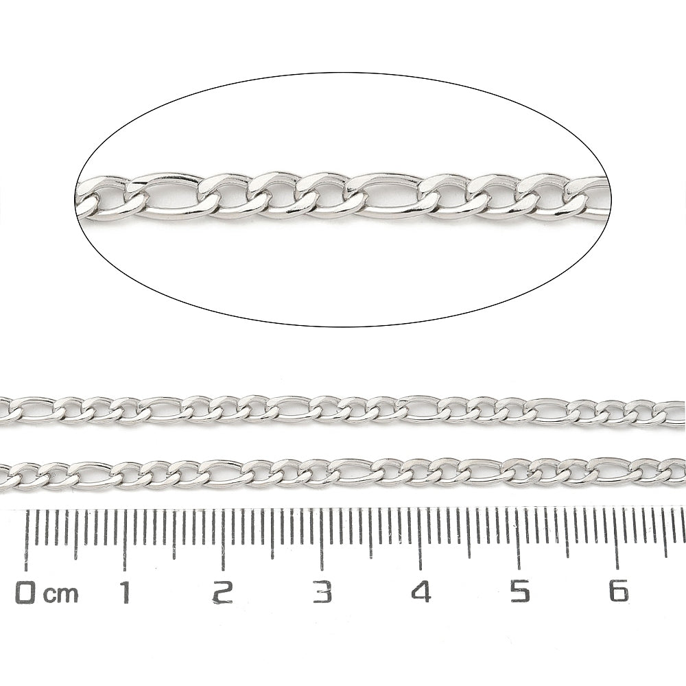 Silver Figaro Chain By the Foot - Stainless Steel