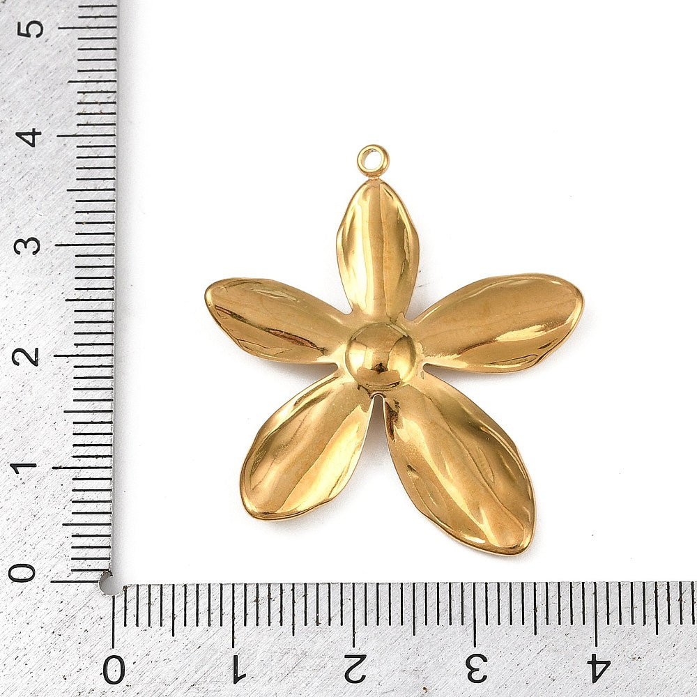 18k Gold Plated Stainless Steel Plumeria Flower Charm