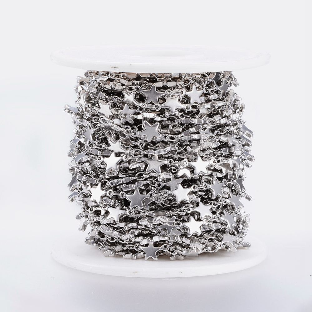 Silver Star Link Chain By the Foot - Stainless Steel